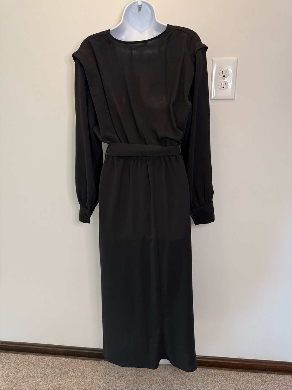 Zara Black Midi Dress with Gold Buckle Belt - Picture 2 of 3